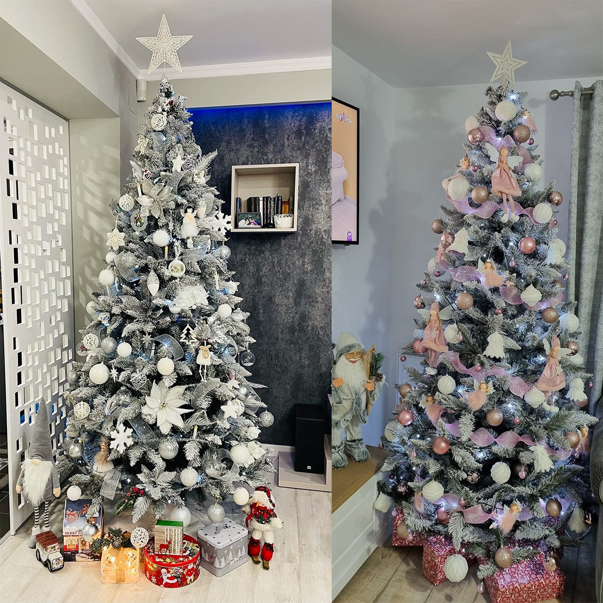 Künstlicher Weihnachtsbaum, beschneit, 518 Zweige, Ständer inklusive, EGO Osnio, 220 cm