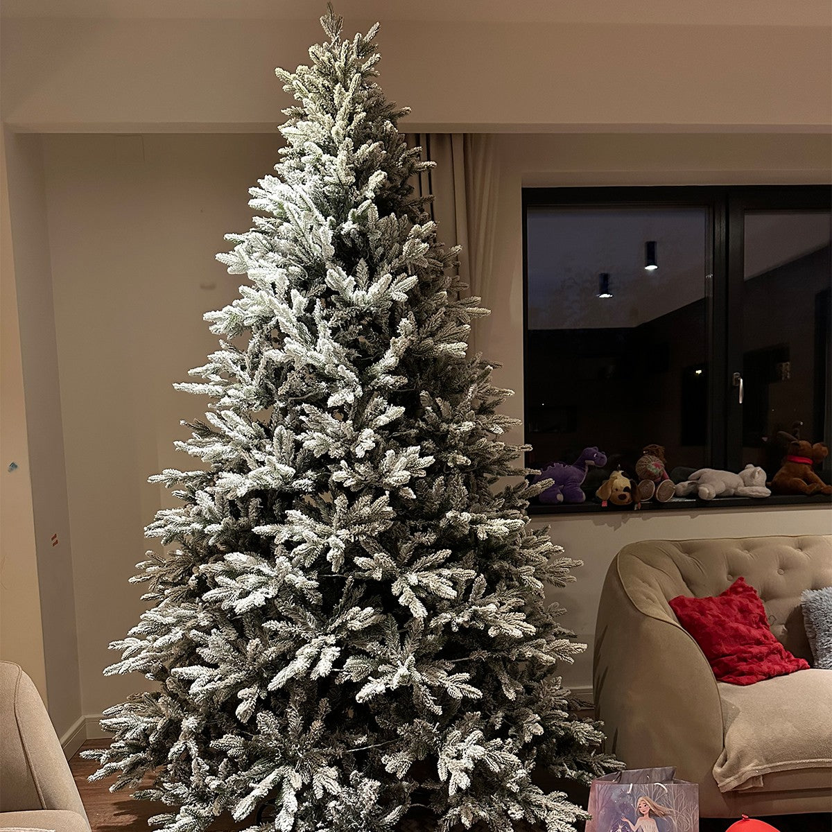 Künstlicher Weihnachtsbaum, beschneit, 3D-Zweige, 6212 Zweige, 185 cm Durchmesser, 300 cm Höhe, inkl. Metallständer, Polar