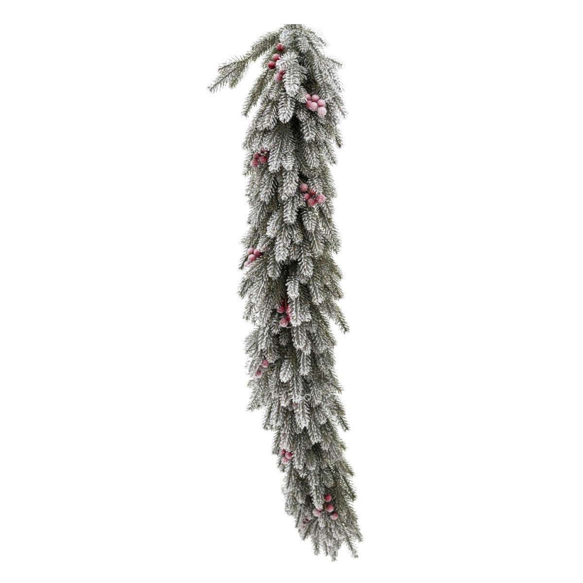 Weihnachtsgirlande, 3D-Tannenzweige, Schnee und Lorbeerbeeren, 100 cm, Ego