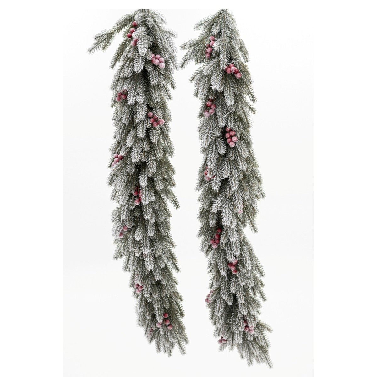 Weihnachtsgirlande, 3D-Tannenzweige, Schnee und Lorbeerbeeren, 100 cm, Ego