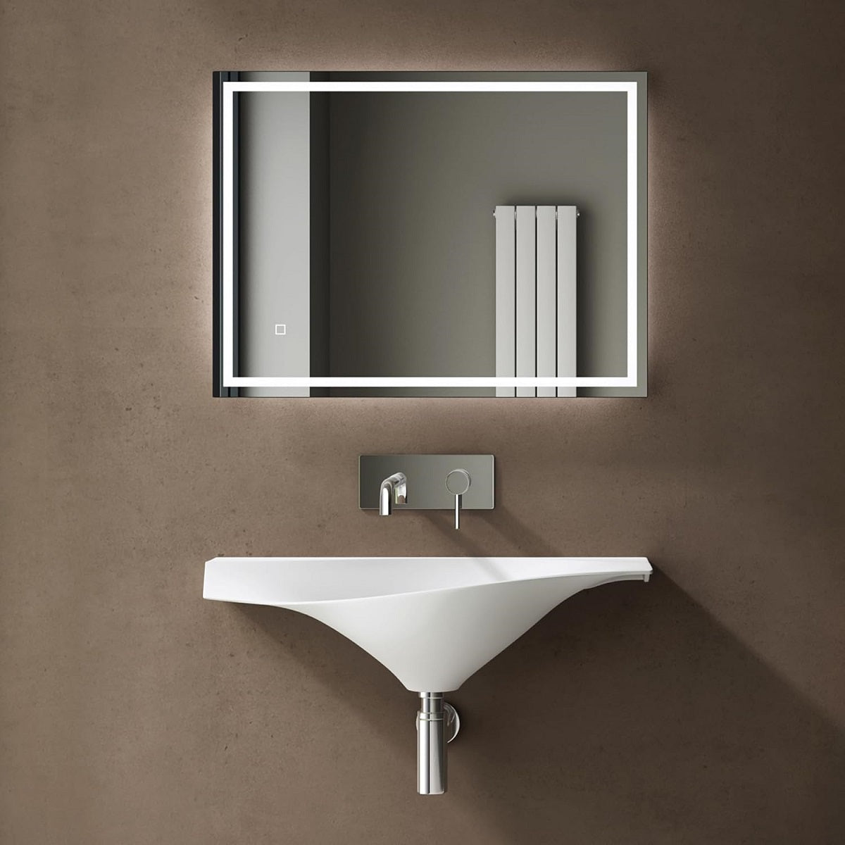 Waschbecken, Mineralwerkstoff, Farbe Mattweiß, Wandmontage, 80 x 37 cm, Ego-816