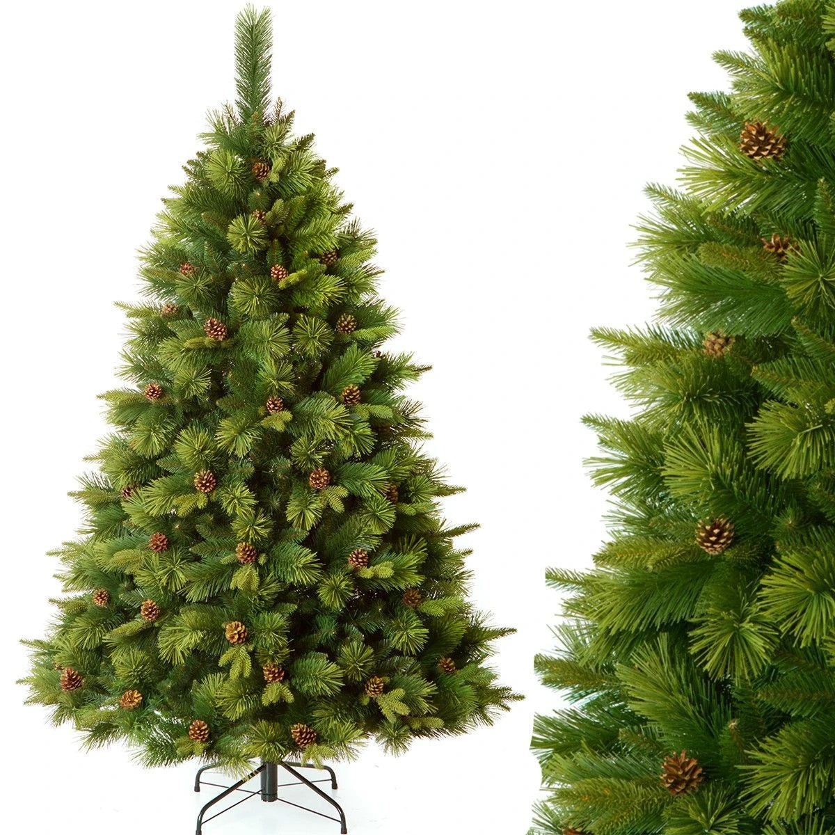 Premium-Weihnachtsbaum, 3D-Zweige, 220 cm, Himalaya, besonderes Design, natürliches Aussehen mit Zapfen