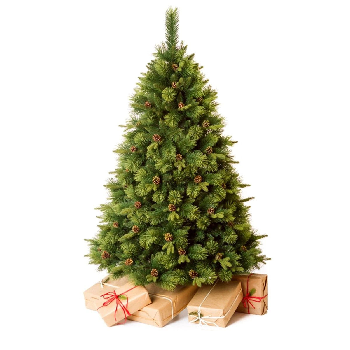 Premium-Weihnachtsbaum, 3D-Zweige, 220 cm, Himalaya, besonderes Design, natürliches Aussehen mit Zapfen