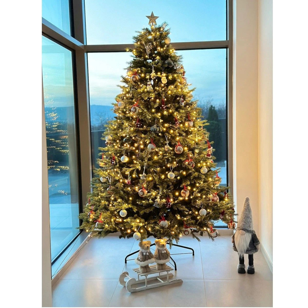 Premium-Weihnachtsbaum, Normandian PE, 3D-Zweige, inklusive Metallständer, 220 cm