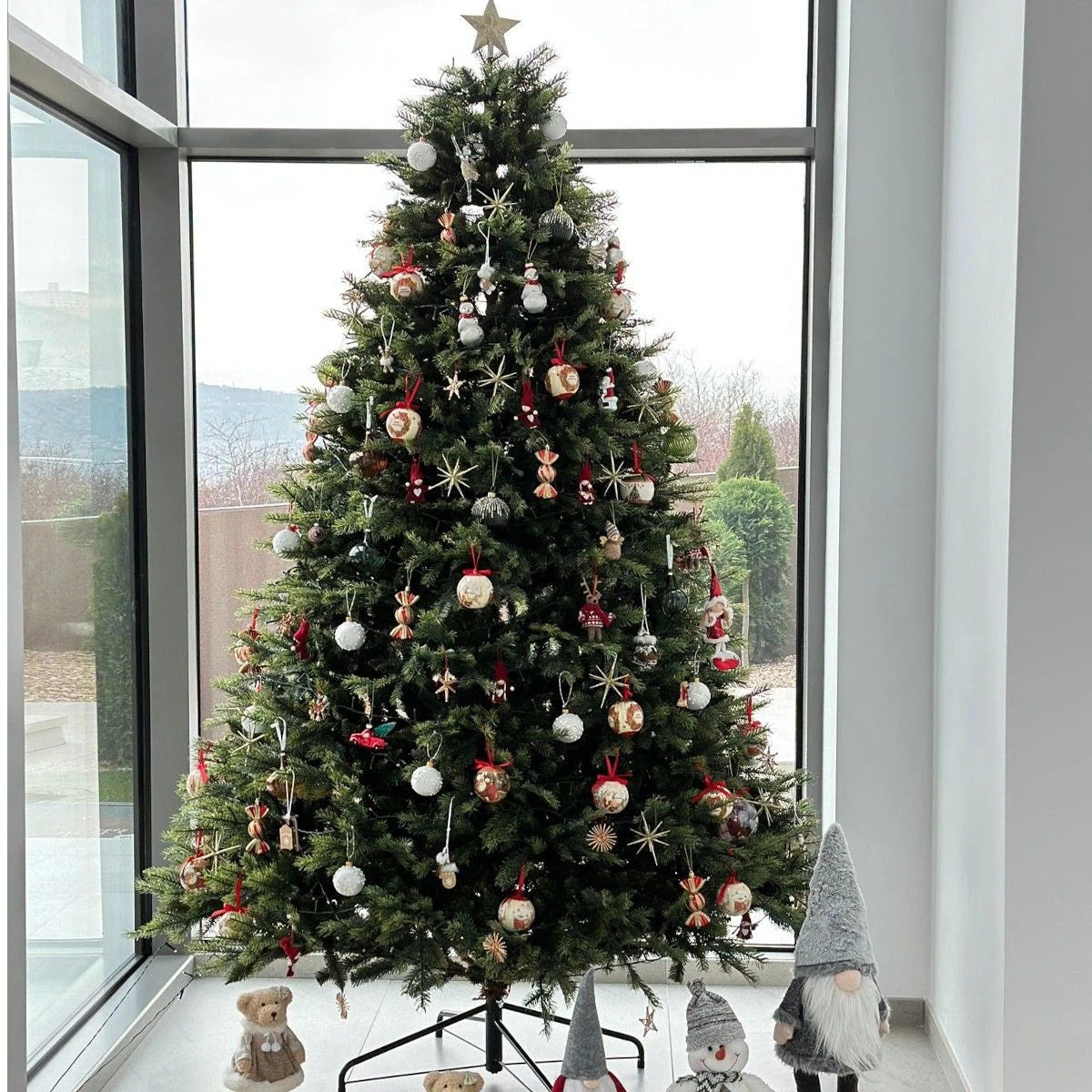 Premium-Weihnachtsbaum, Normandian PE, 3D-Zweige, inklusive Metallständer, 220 cm