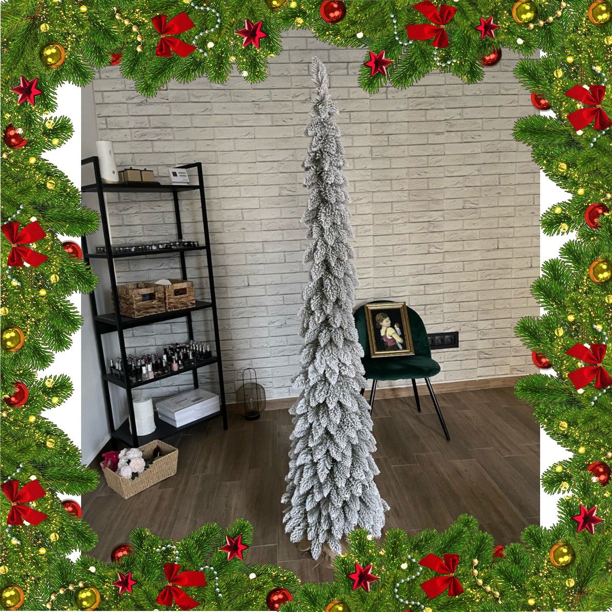 Künstlicher Weihnachtsbaum Slim, beschneit, 366 Zweige, PVC, inklusive Ständer, Ego Interiors, 180 cm
