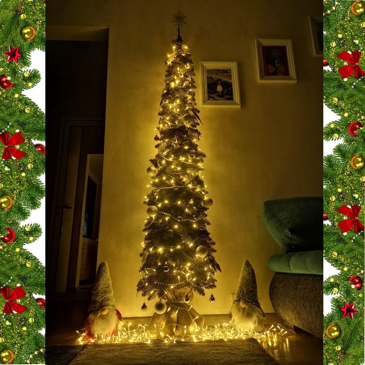 Künstlicher Weihnachtsbaum Slim, 366 Zweige, inklusive Ständer, Ego Interiors, 180 cm