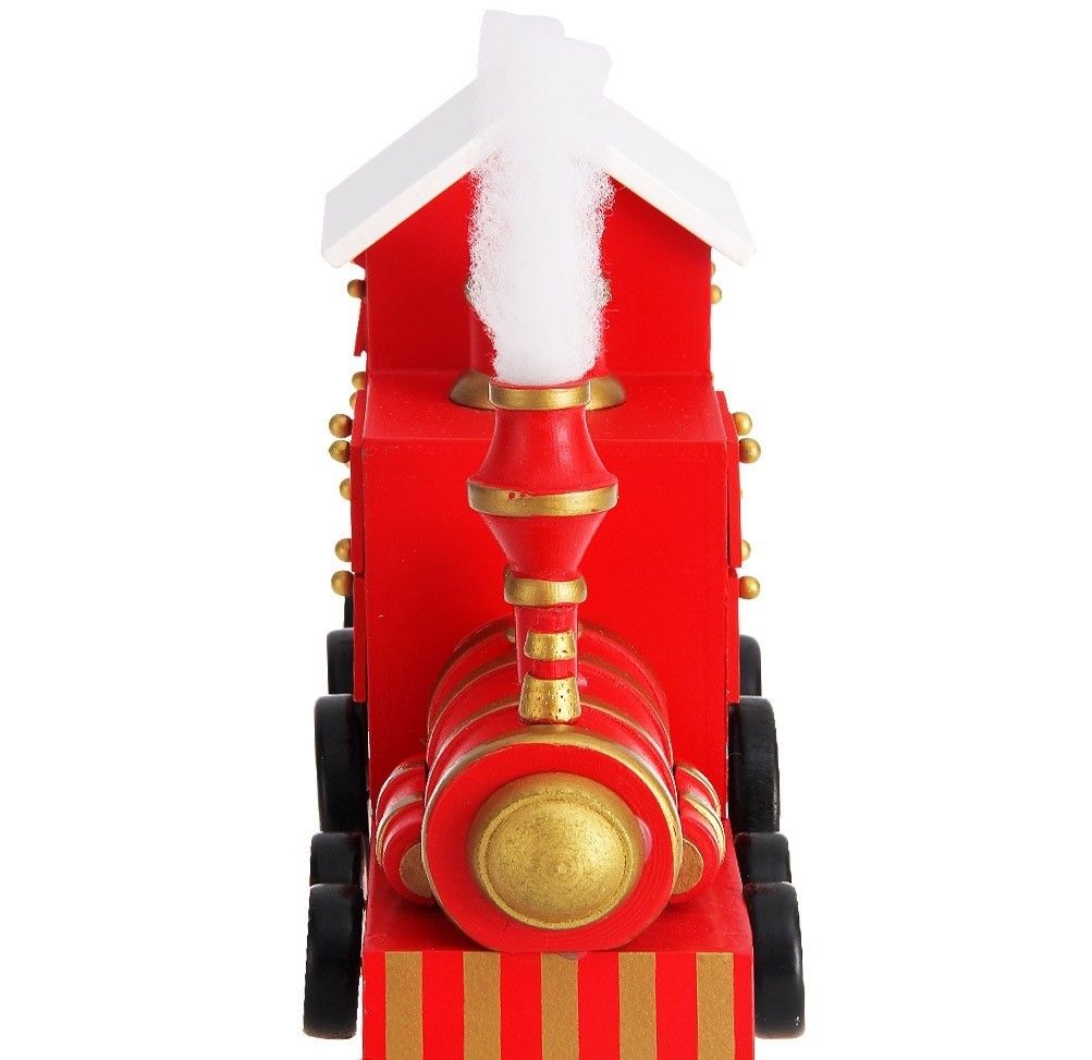 Weihnachtsdekoration, Adventskalender Zug aus Holz, Rot, 24 Schubladen, 42 x 23 cm
