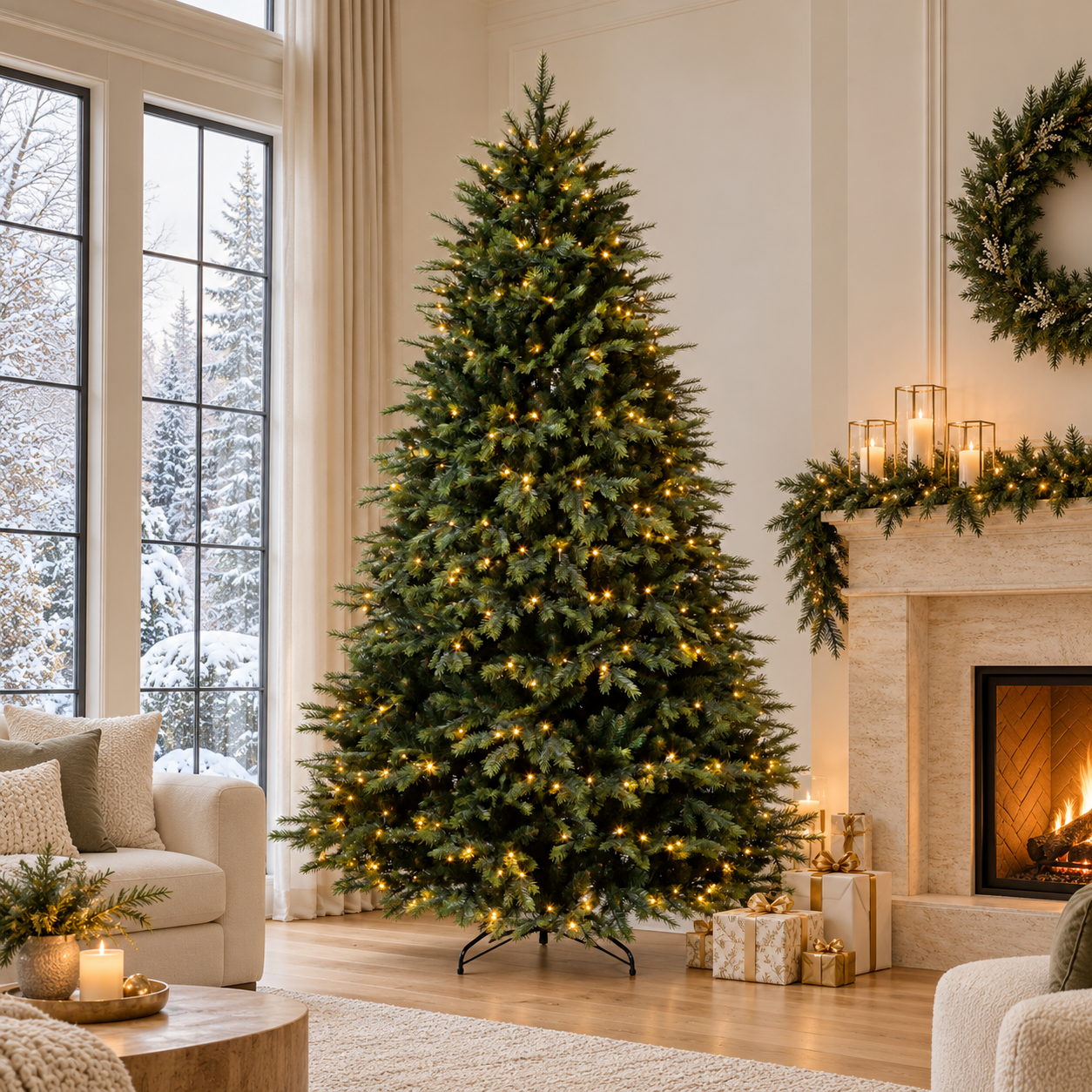 Premium-Weihnachtsbaum mit LED, 3D-Zweige, Normandian PE, Größe 250 cm, inklusive Metallständer