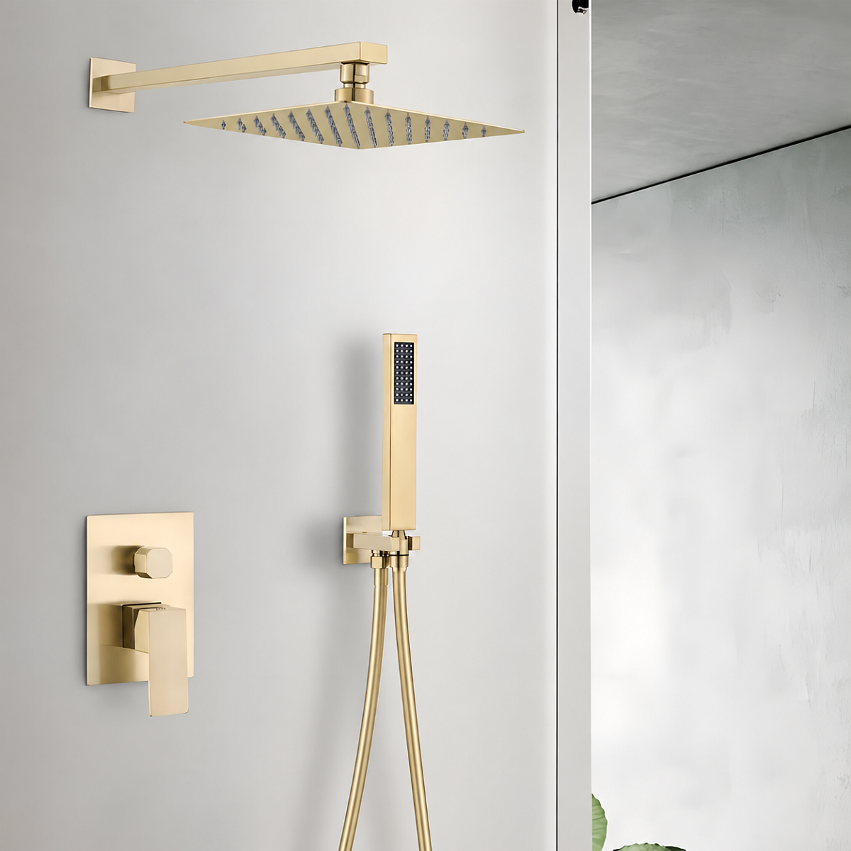 Duschsystem, Einbauarmatur, 2 Funktionen, Regendusche, Mattgold, Venice
