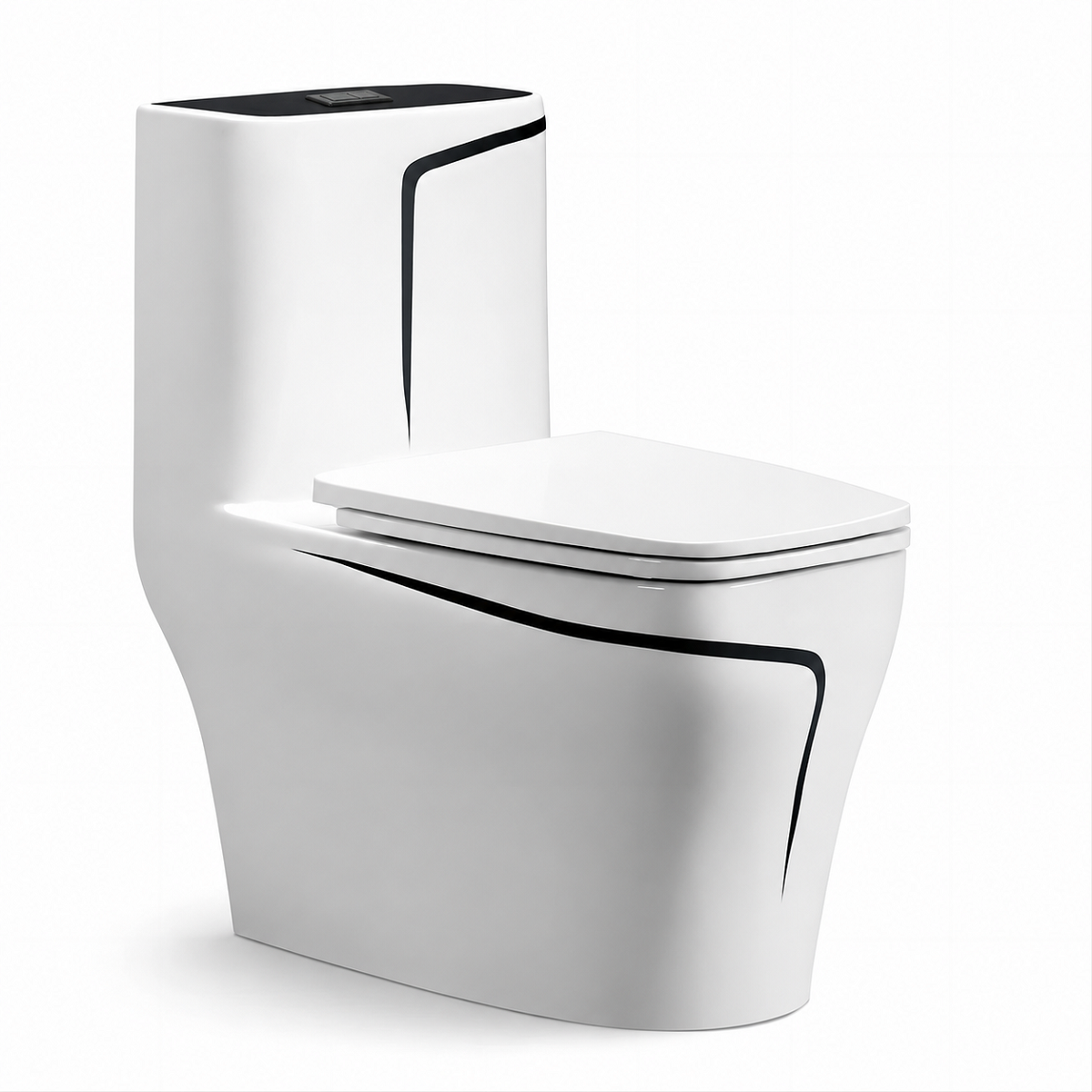 WC Lazio Weiß, Rimless, 70x39 cm, integrierter Spülkasten , Bodenmontage, inklusive Soft-Close Deckel, Royalty Line von Ego