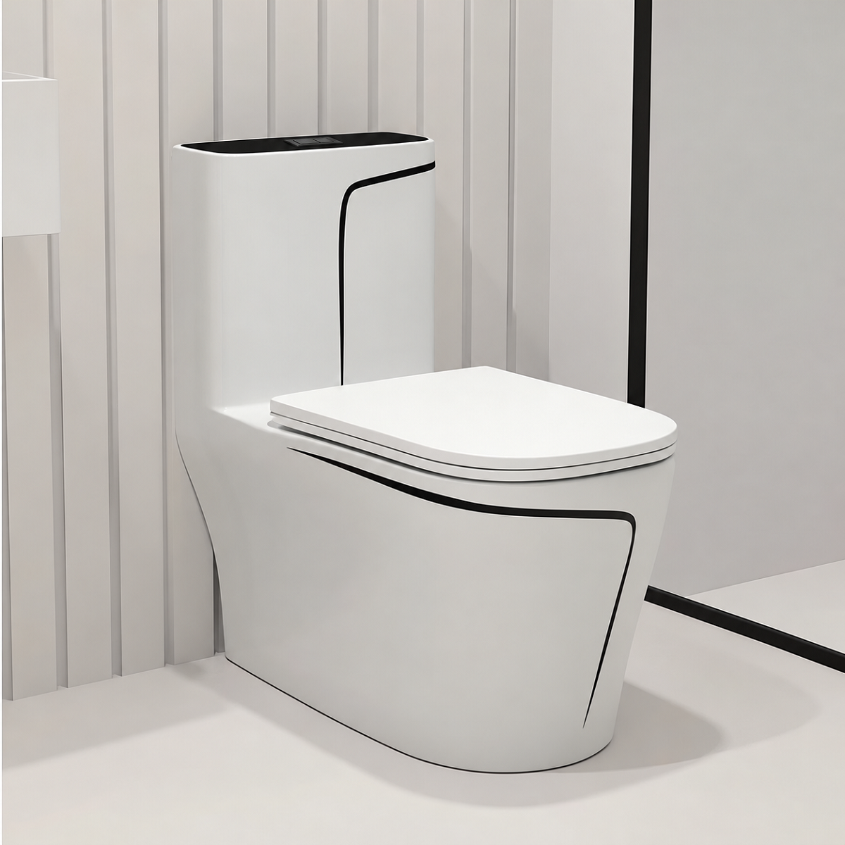 WC Lazio Weiß, Rimless, 70x39 cm, integrierter Spülkasten , Bodenmontage, inklusive Soft-Close Deckel, Royalty Line von Ego