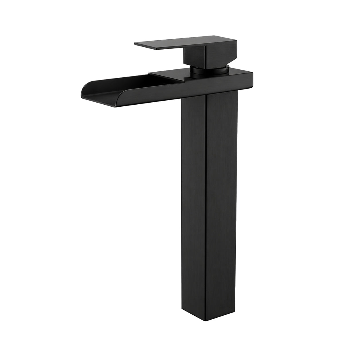 Waschtischarmatur, Wasserfall-Ausführung, Höhe 31,4 cm, Aufsatzmontage, Mattschwarz, Cortano