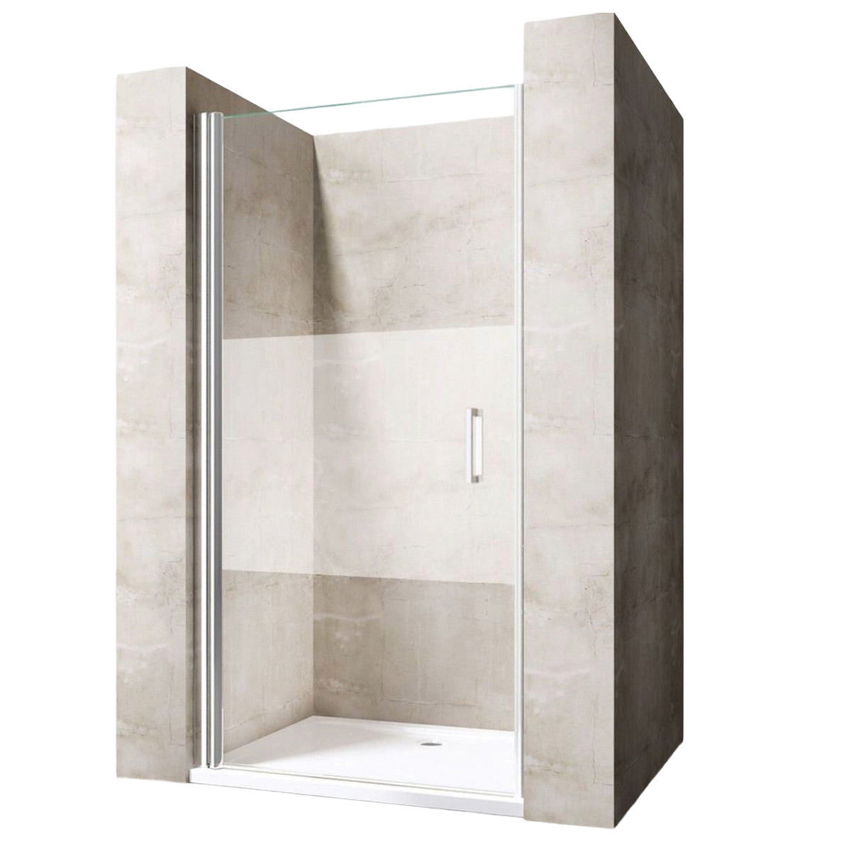 Duschtür, teilsatiniert, 180°-Öffnung, wechselseitig montierbar, 90 x 195 cm, Beschichtung Nano Easy Clean, EGO-24