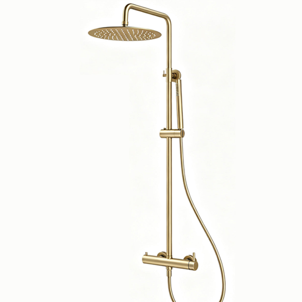 Duschsystem, Mattgold, Wandmontage, 2 Funktionen, Regendusche, Handbrause, Edelstahl, Fino