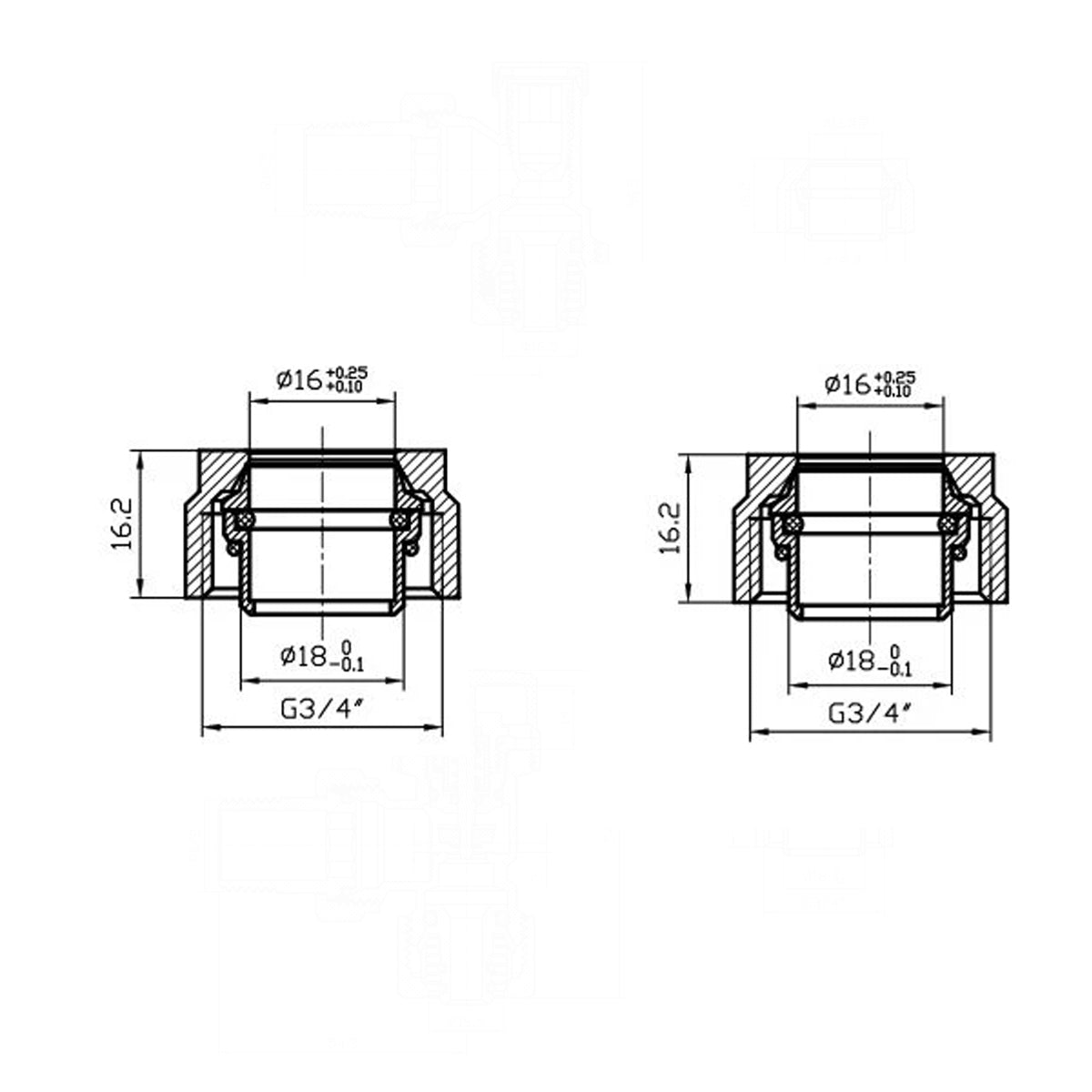 Adapter für Kupferrohre Ø 16 mm, Gewinde 3/4", Messing, Weiß