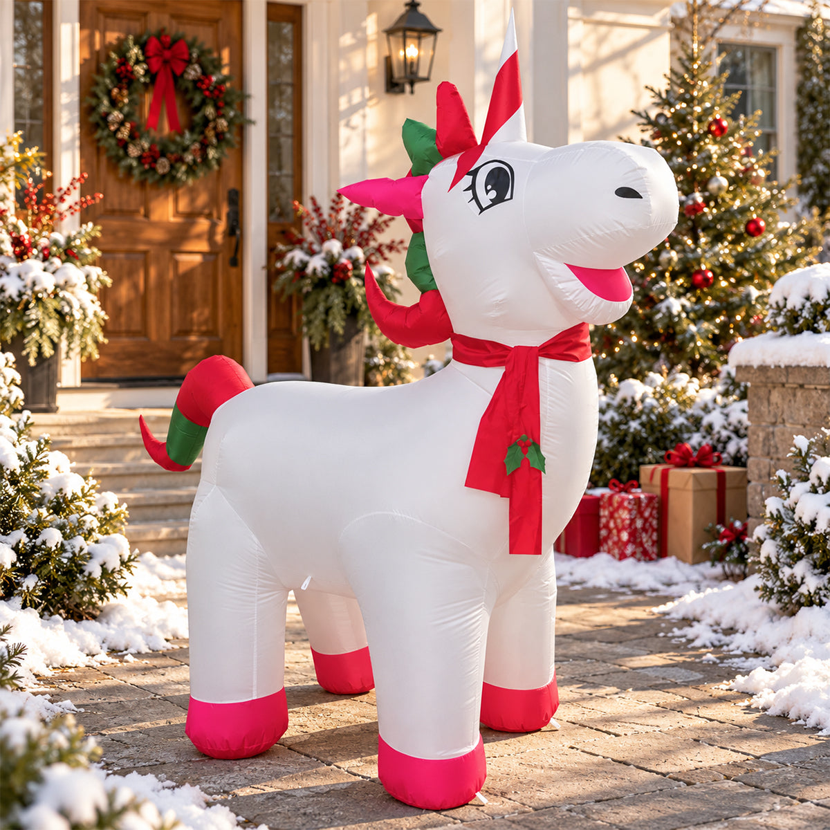 Aufblasbare Figur mit integriertem elektrischem Gebläse, 180 cm, LED-Beleuchtung, Ego-Unicorn
