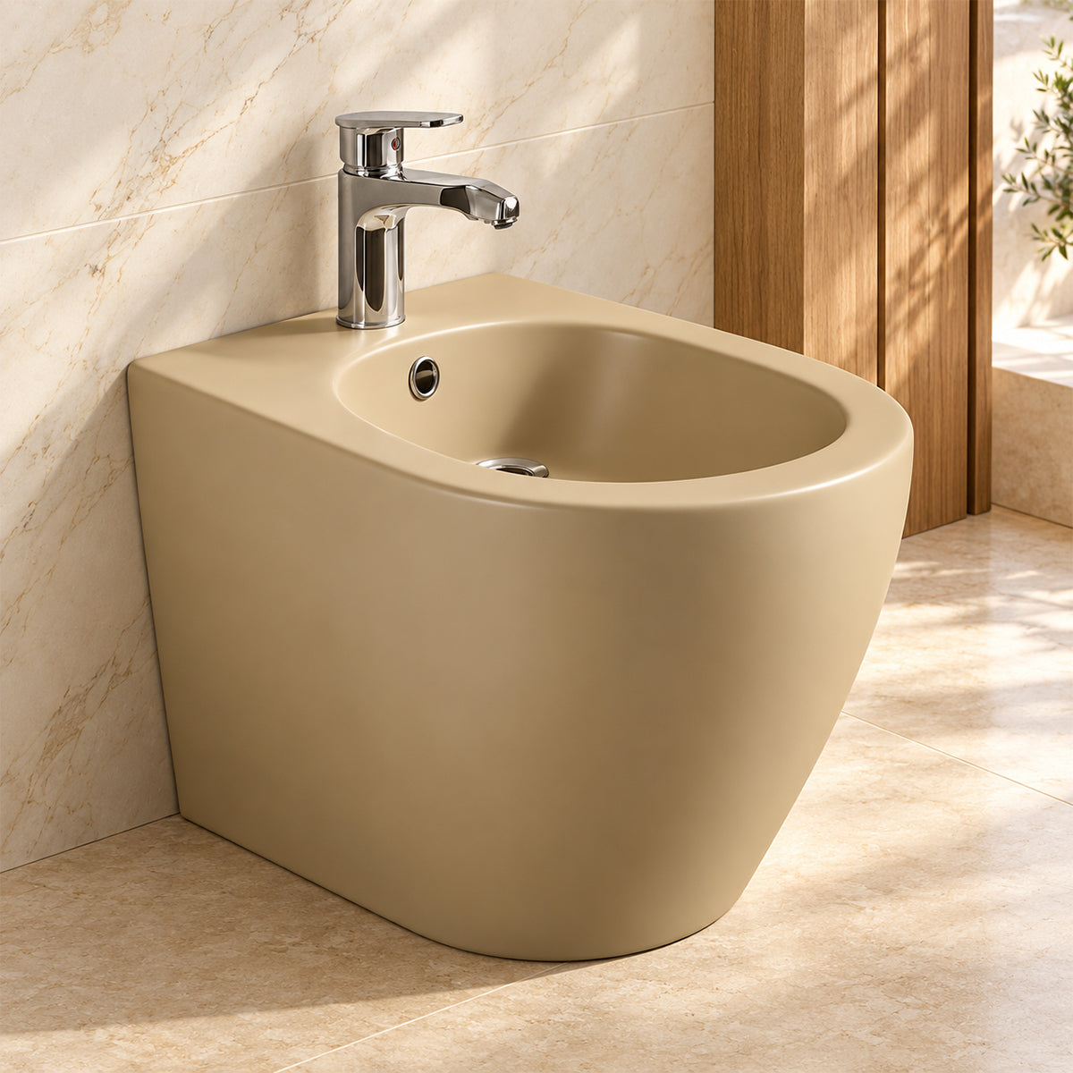 Bidet, Sanitärkeramik, Jasmine Matt, Power Colour, 56x36 cm bodenstehend, mit Überlauf, Galo