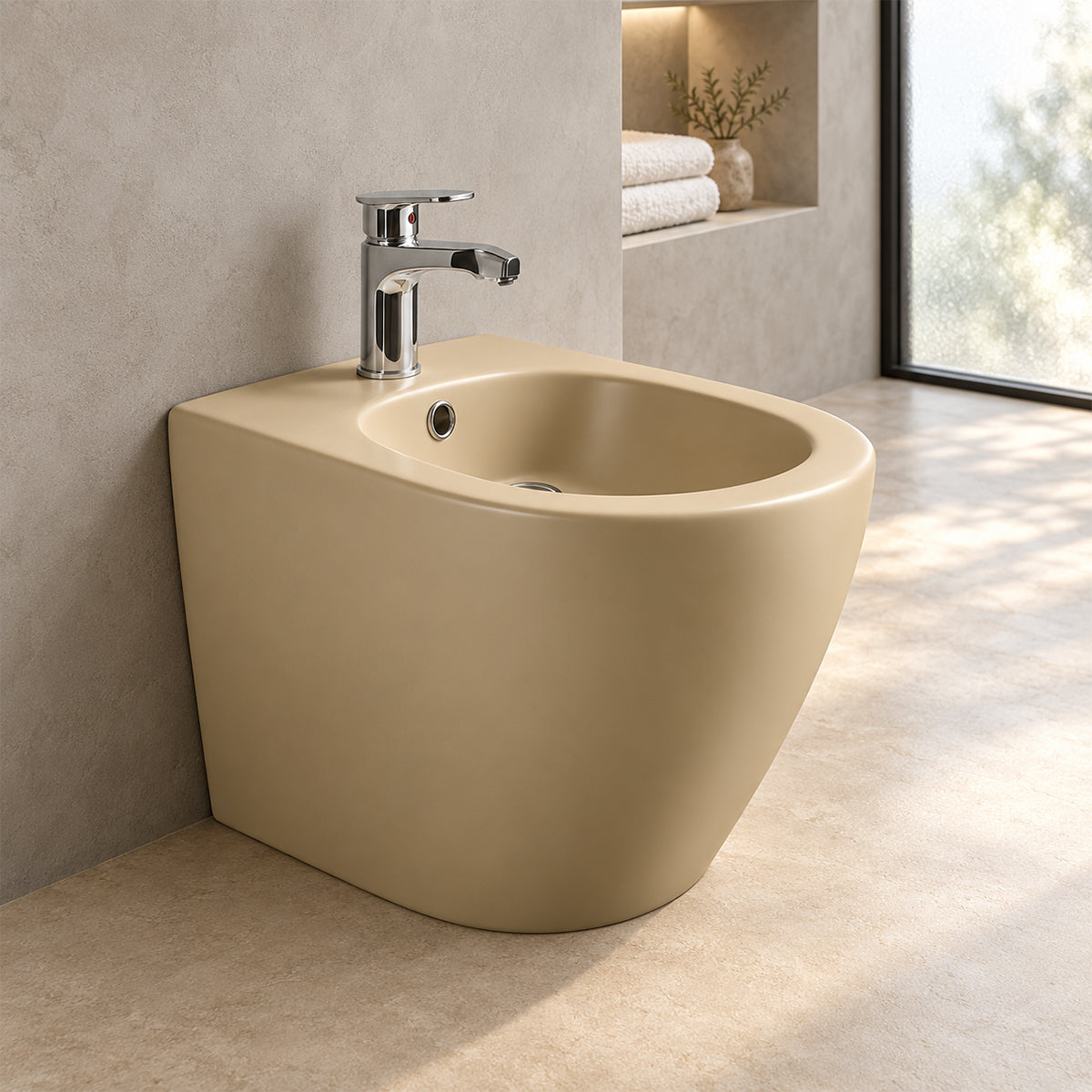 Bidet, Sanitärkeramik, Jasmine Matt, Power Colour, 56x36 cm bodenstehend, mit Überlauf, Galo