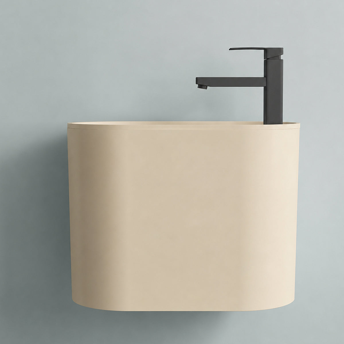 Waschbecken, Wandmontage, Jasmine Mat, 50 x 28 cm, mit Armaturenloch, Siena