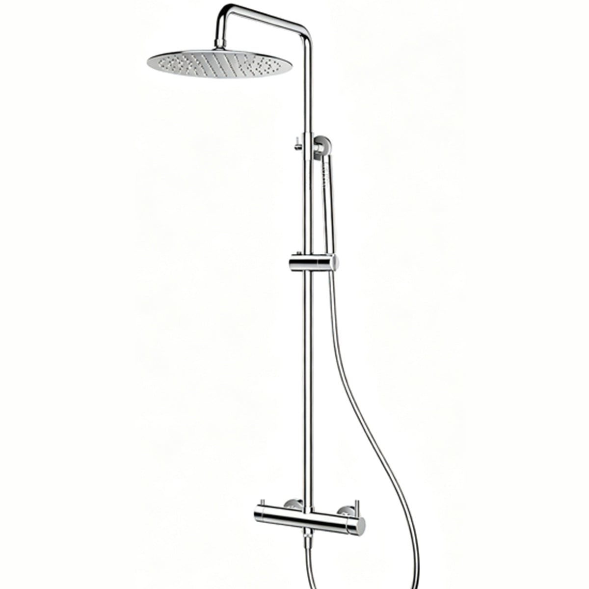 Duschsystem, Chrom, 2 Funktionen, Edelstahl, Regenduschkopf, Handbrause, Wandmontage, Fino