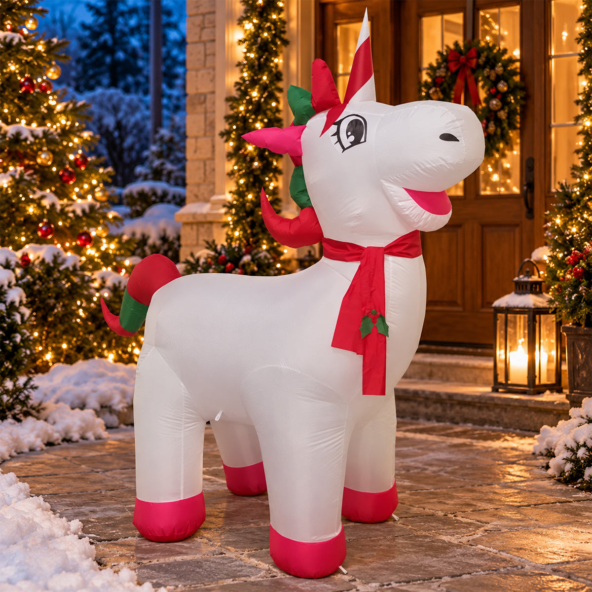 Aufblasbare Figur mit integriertem elektrischem Gebläse, 180 cm, LED-Beleuchtung, Ego-Unicorn