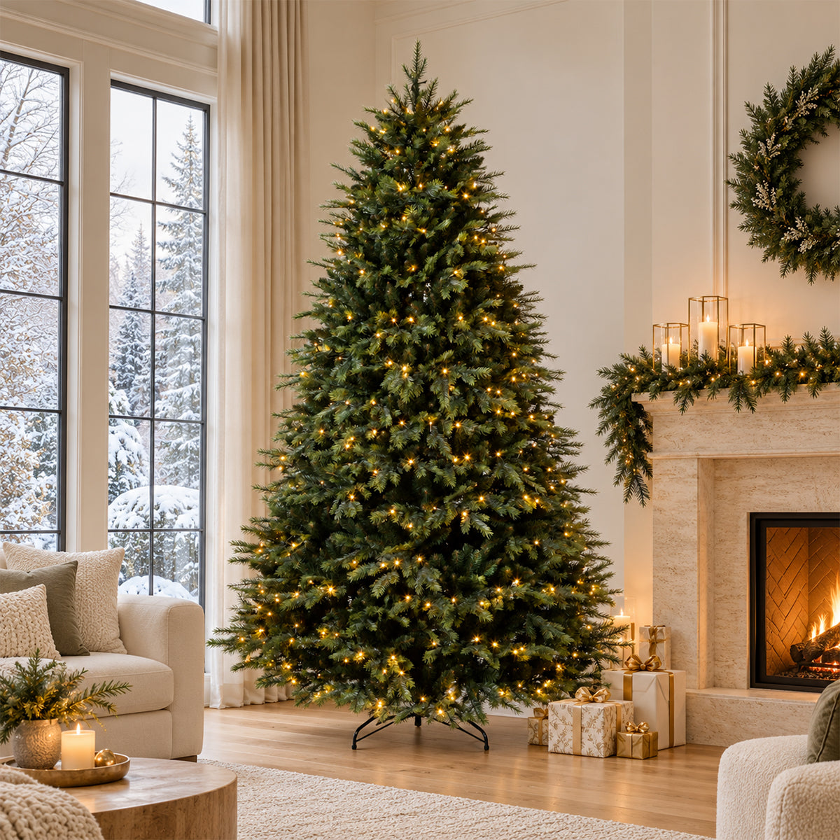 Premium-Weihnachtsbaum mit LED, 3D-Zweige, Normandian PE, Größe 250 cm, inklusive Metallständer