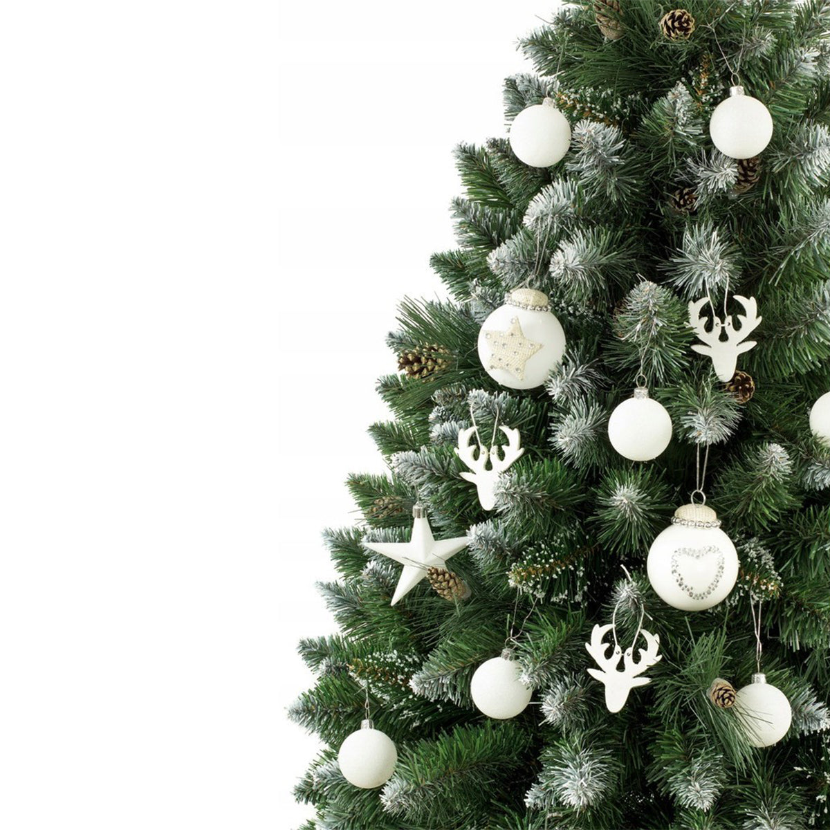 Weihnachtsbaum, 180 cm, beschneit, mit Zapfen, auf natürlichem Stamm, besonderes Design, EGO Diamentowa