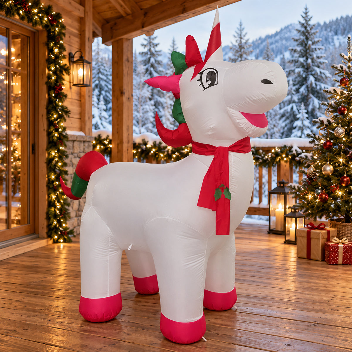 Aufblasbare Figur mit integriertem elektrischem Gebläse, 180 cm, LED-Beleuchtung, Ego-Unicorn