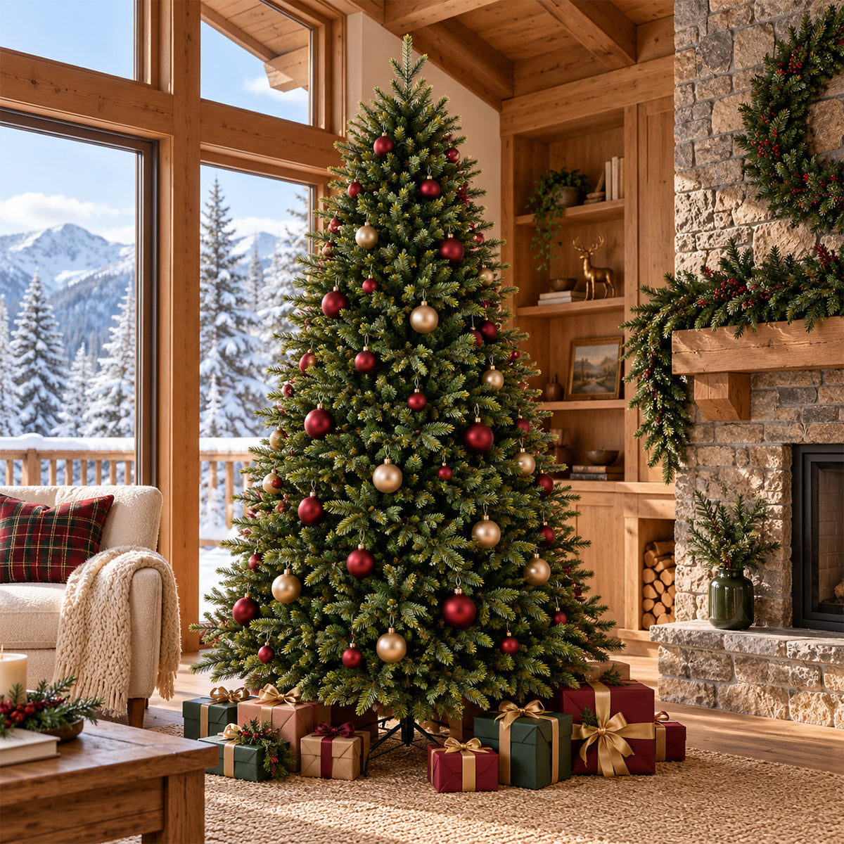 Premium-Weihnachtsbaum, Normandian PE, 3D-Zweige, inklusive Metallständer, 220 cm