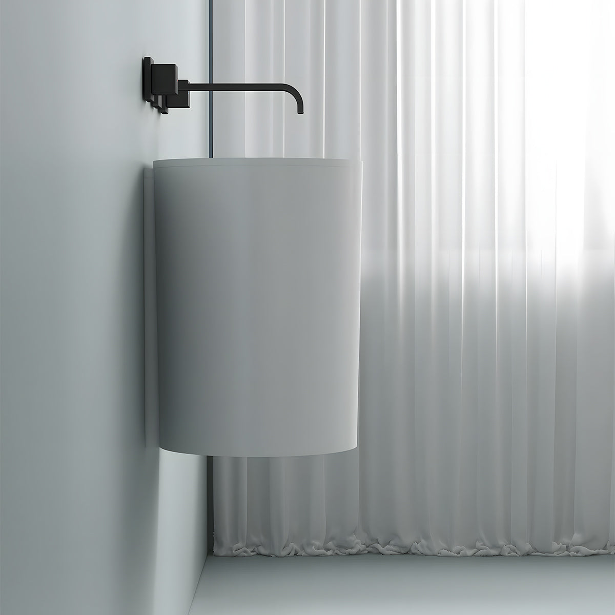 Waschbecken, Wandmontage, Hochglanzweiß, 50 x 28 cm, ohne Armaturenloch, Siena