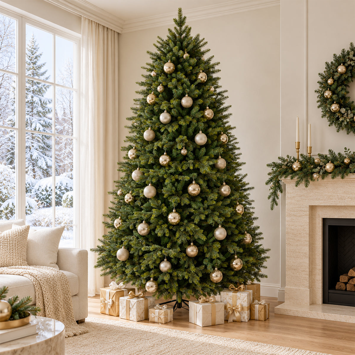 Premium-Weihnachtsbaum, Normandian PE, 3D-Zweige, inklusive Metallständer, 220 cm