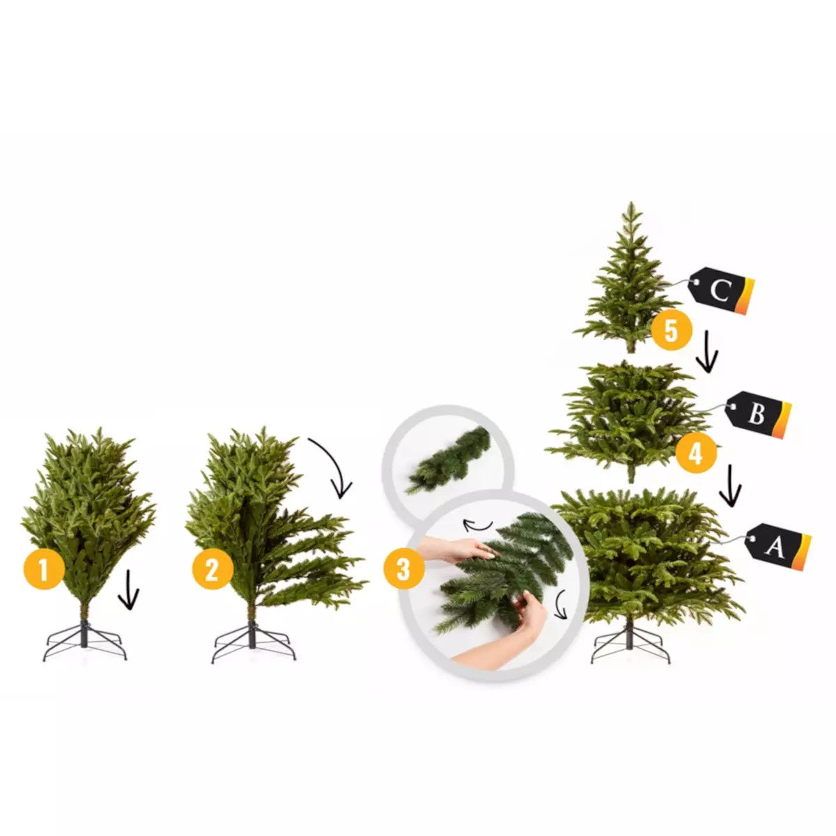 Premium-Weihnachtsbaum, 3D-Zweige, Zapfen, Lorbeerbeeren, beschneit, 220 cm