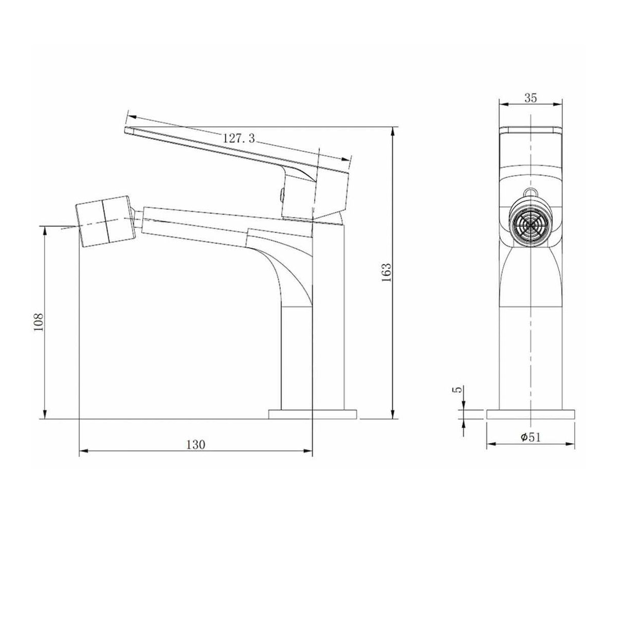 Bidet-Armatur, mit Perlator, Messing, Mattschwarz, Zenia