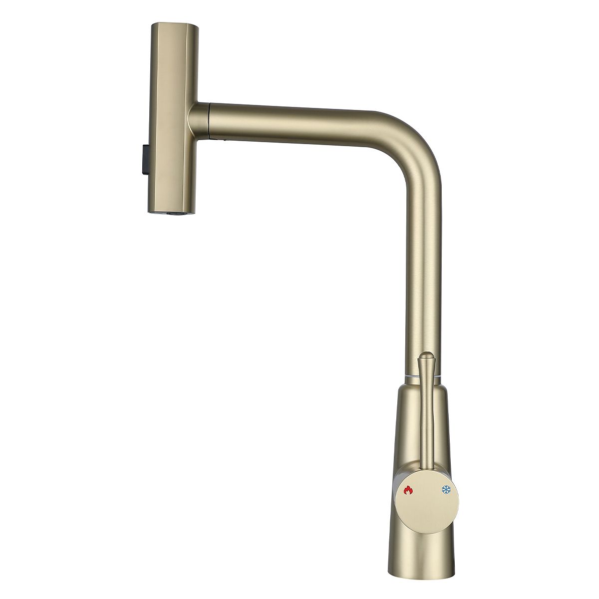 Küchenarmatur, ausziehbare Brause, 3 Sprüharten, 360° schwenkbarer Auslauf, mit Perlator, Edelstahl, Mattgold, Safari