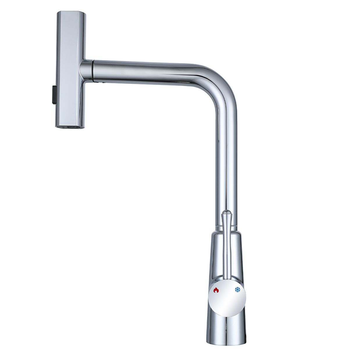 Küchenarmatur, ausziehbare Brause, 3 Sprüharten, 360° schwenkbarer Auslauf, mit Perlator, Edelstahl, Chrom, Safari