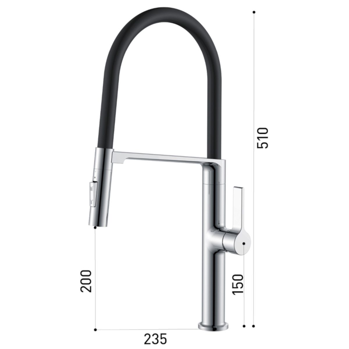 Küchenarmatur, magnetische Halterung, ausziehbare Brause, 2 Strahlarten, flexible Armatur, Chrom, Mira