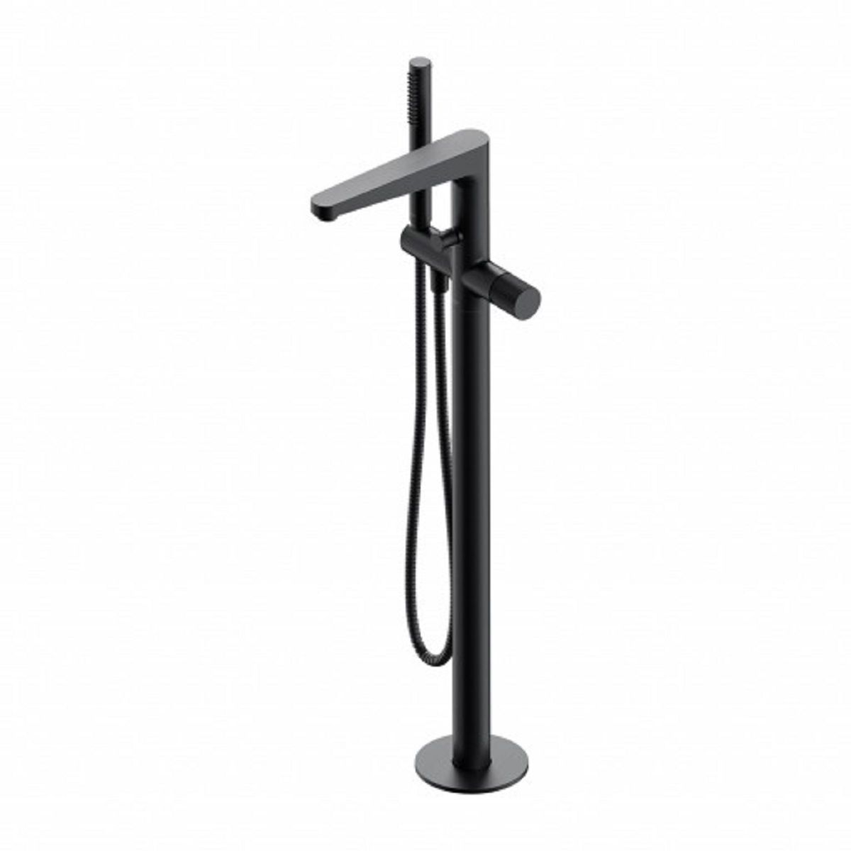 OMNIRES CONTOUR Wannenarmatur, Anthrazit, PVD-gebürstetes Finish, Easy Clean Silikondüsen, Bodenmontage, freistehend