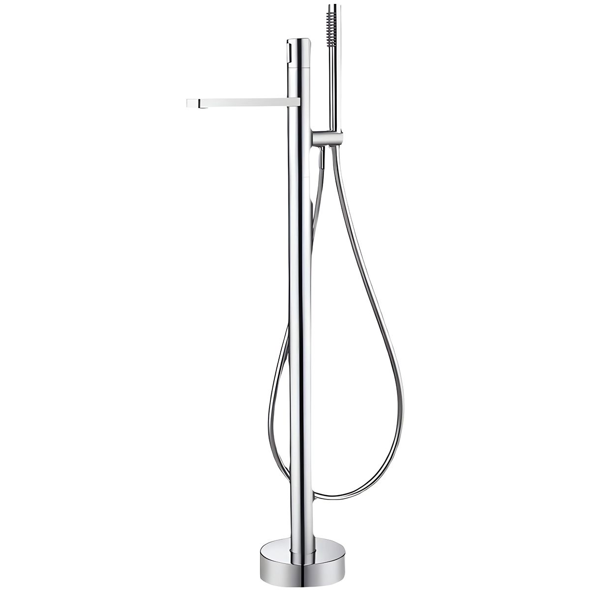 Badewannenarmatur Pilar, Chrom, Bodenmontage, runder Rahmen