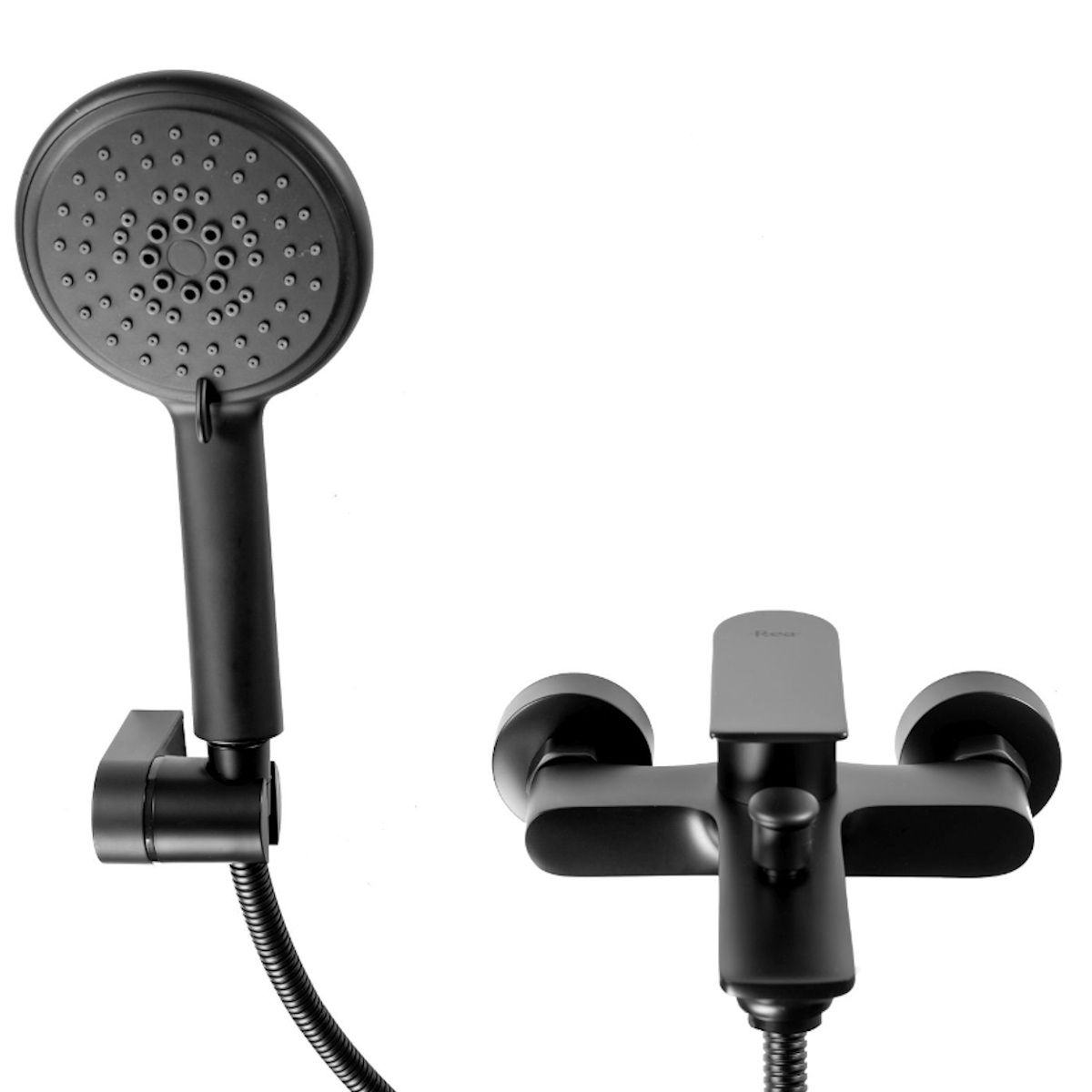 REA-Mayson Black Wannenarmatur, Wandmontage, Oberfläche Schwarz, Handbrause inklusive