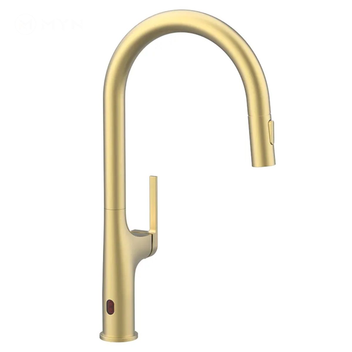 Küchenarmatur, Touch-Sensor und ausziehbare Brause, 3 Strahlarten, 360 Grad schwenkbarer Auslauf, gebürstetes Gold, Ricardo