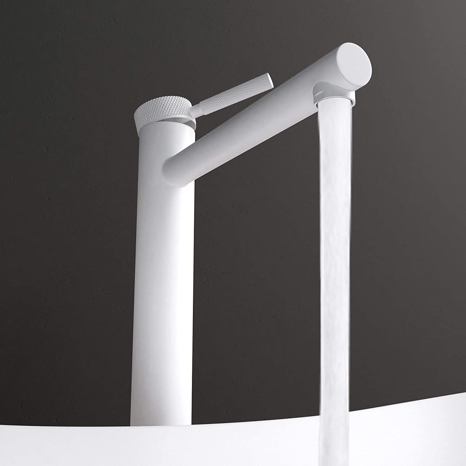 Waschbeckenarmatur EGO-Tiona White High, Aufsatzmontage, Weiß, mit Perlator, außergewöhnliches Design