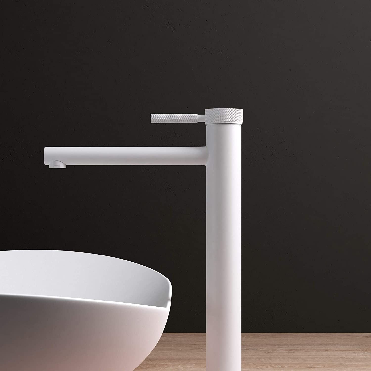 Waschbeckenarmatur EGO-Tiona White High, Aufsatzmontage, Weiß, mit Perlator, außergewöhnliches Design