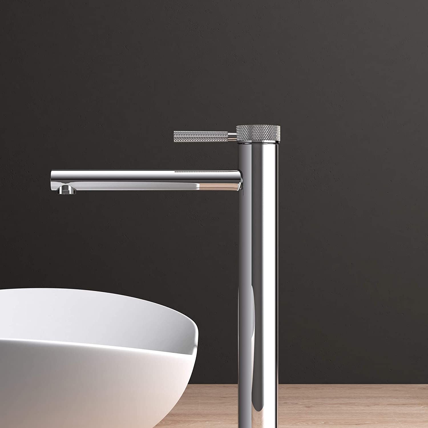 Waschbeckenarmatur EGO-Tiona Chrome High, Aufsatzmontage, Chrom, mit Perlator, außergewöhnliches Design