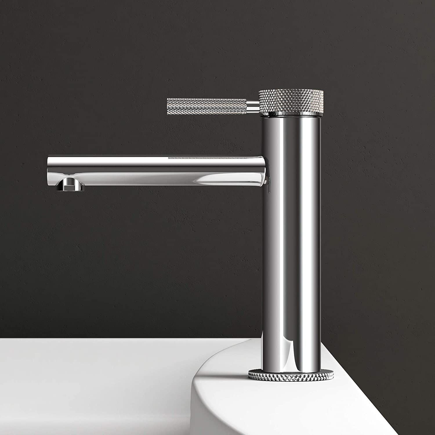 Waschbeckenarmatur EGO-Tiona Chrome, Waschbeckenmontage, Chrom, mit Perlator, außergewöhnliches Design