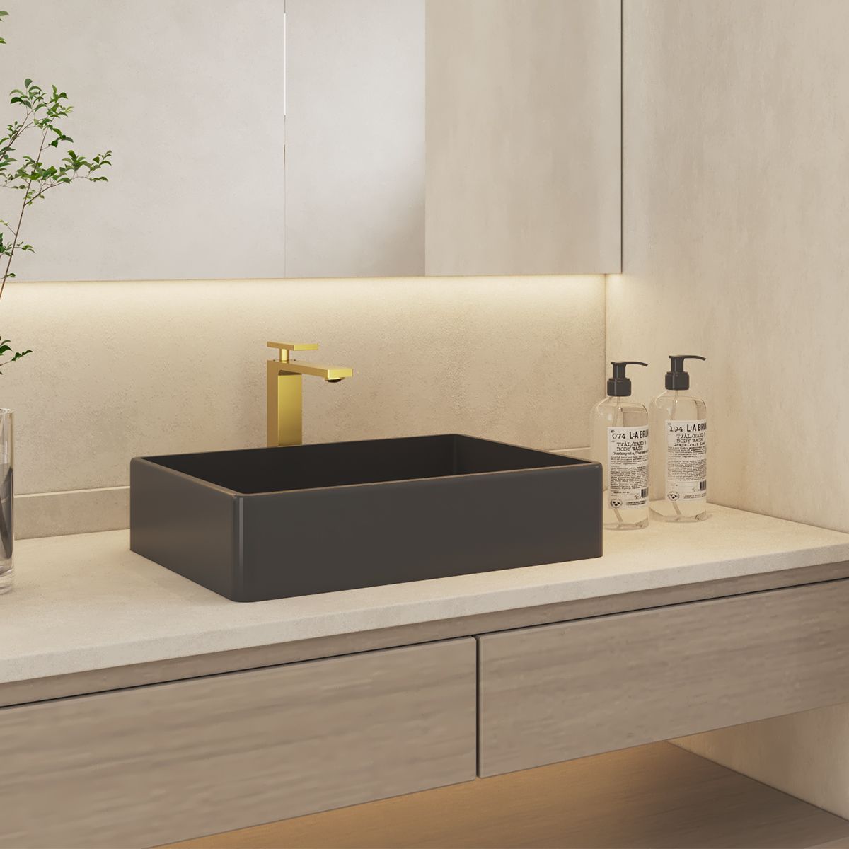 Waschbeckenarmatur, Mattgold, mit Perlator, Edelstahl, Aufsatzmontage, Armonia