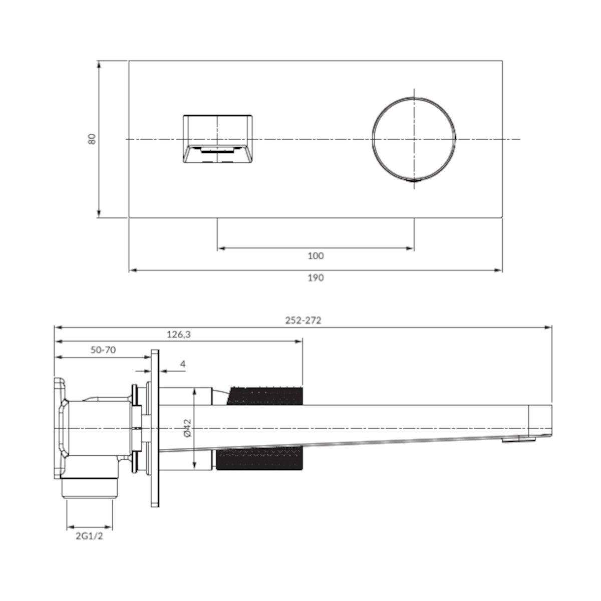Waschtisch-, Wannenarmatur OMNIRES CONTOUR, Chrom, Luftsprudler, Unterputzmontage