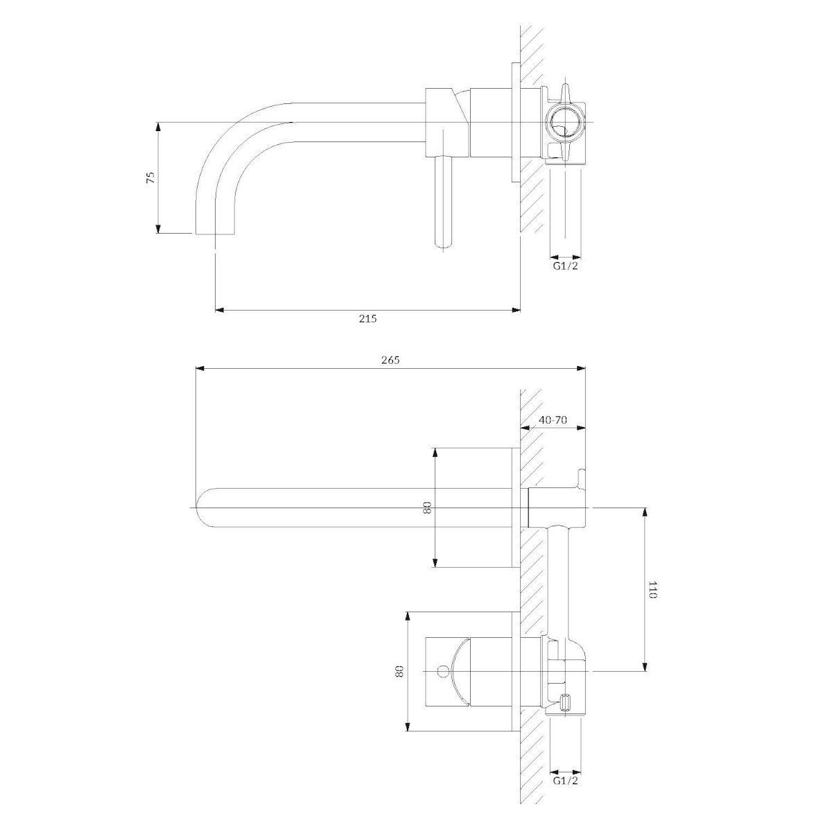 Waschtisch- und Wannenarmatur OMNIRES Y, Ausführung Chrom, 35-mm-Kartusche, Unterputzmontage