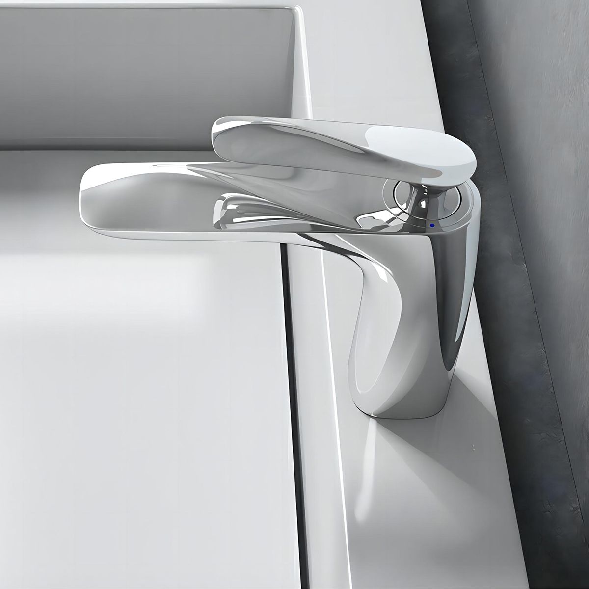 Waschbeckenarmatur EGO-Brandi Chrome Low, Waschbeckenmontage, Chrom, mit Perlator, außergewöhnliches Design