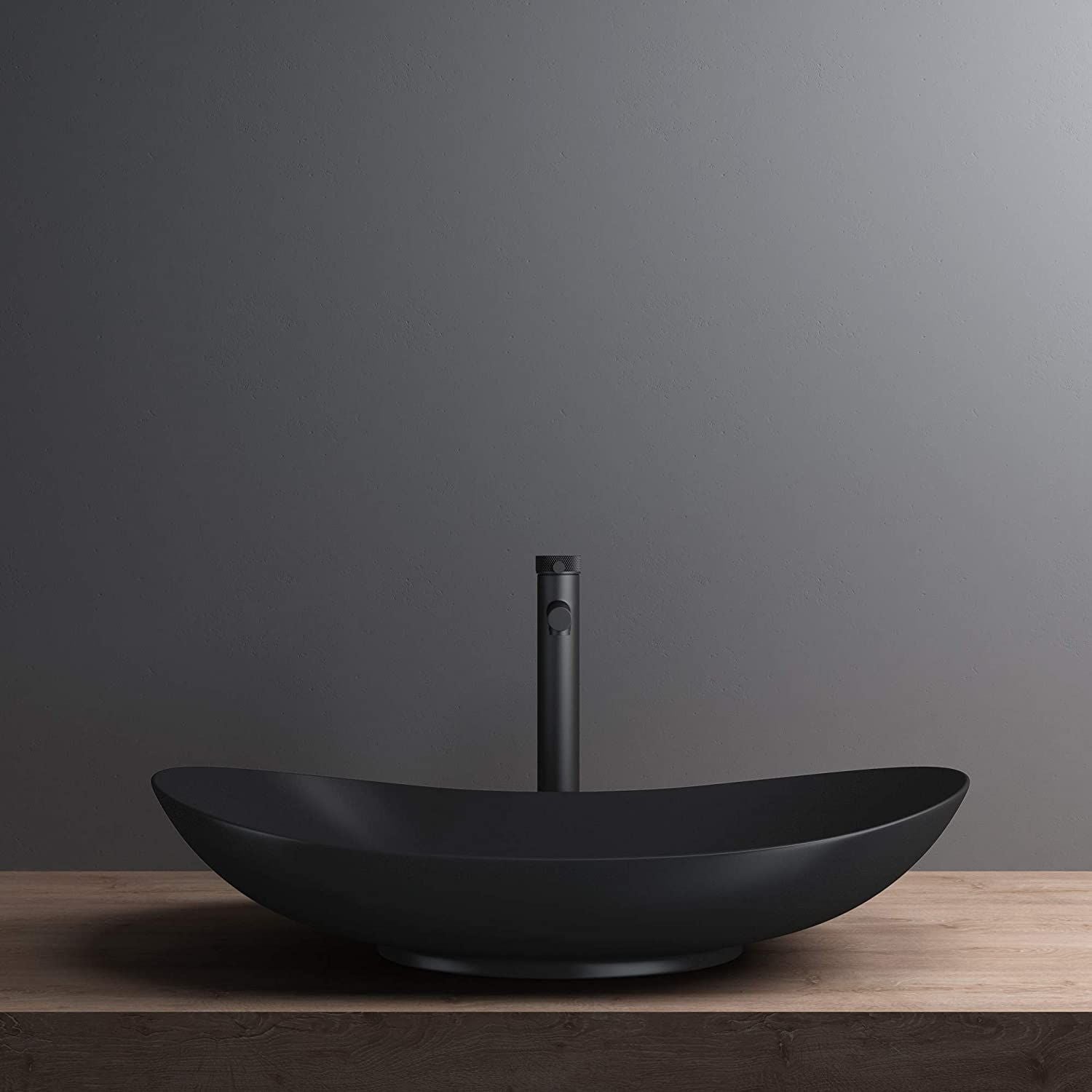 Waschbeckenarmatur EGO-Tiona Black High, Aufsatzmontage, Mattschwarz, mit Perlator, außergewöhnliches Design